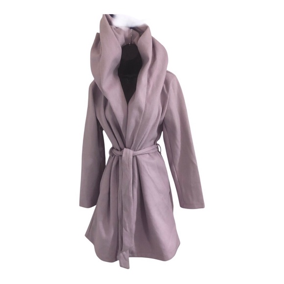 Haute monde lilac light purple oversized hood belted coat size large brand new - Picture 10 of 12